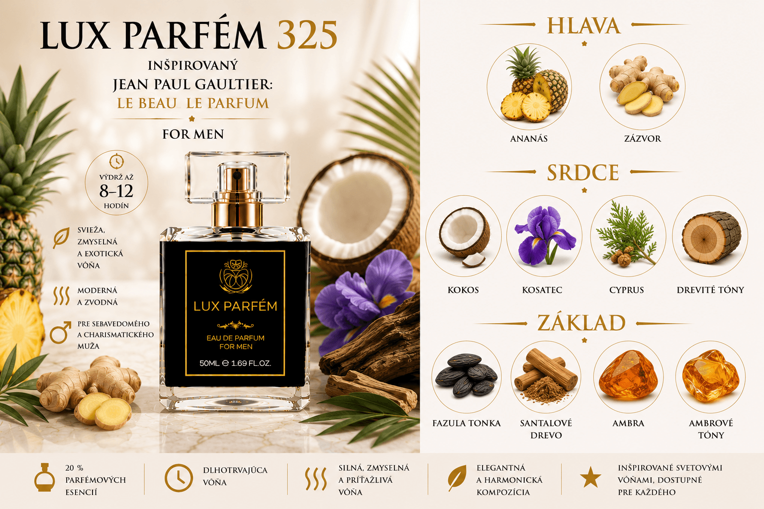 Lux Parfém 325 – Inšpirovaný Jean Paul Gaultier: Le Beau Le Parfum